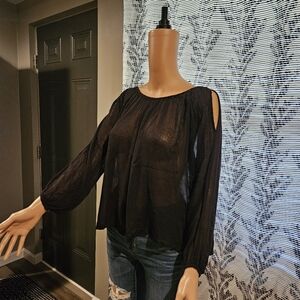 NATURAL LIFE Black Sheer Top